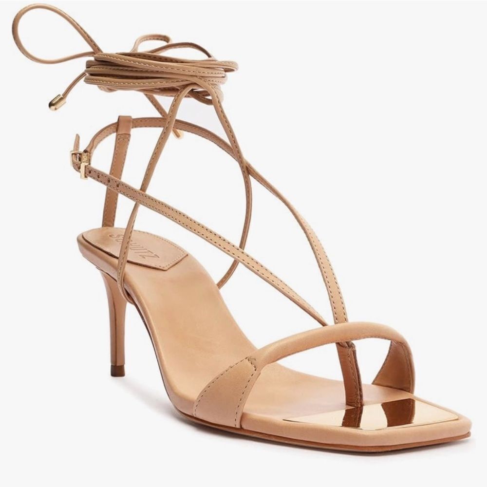 SCHUTZ Vikki Leather Heel Nude/Blush Color Sandal